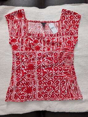 Red & White Cute Top Ann Taylor NWT